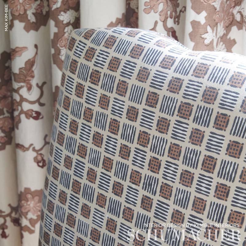 Schumacher Mottley Grid Wren Fabric