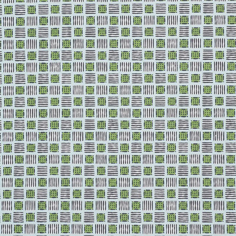 Schumacher Mottley Grid Sky & Putting Green Fabric