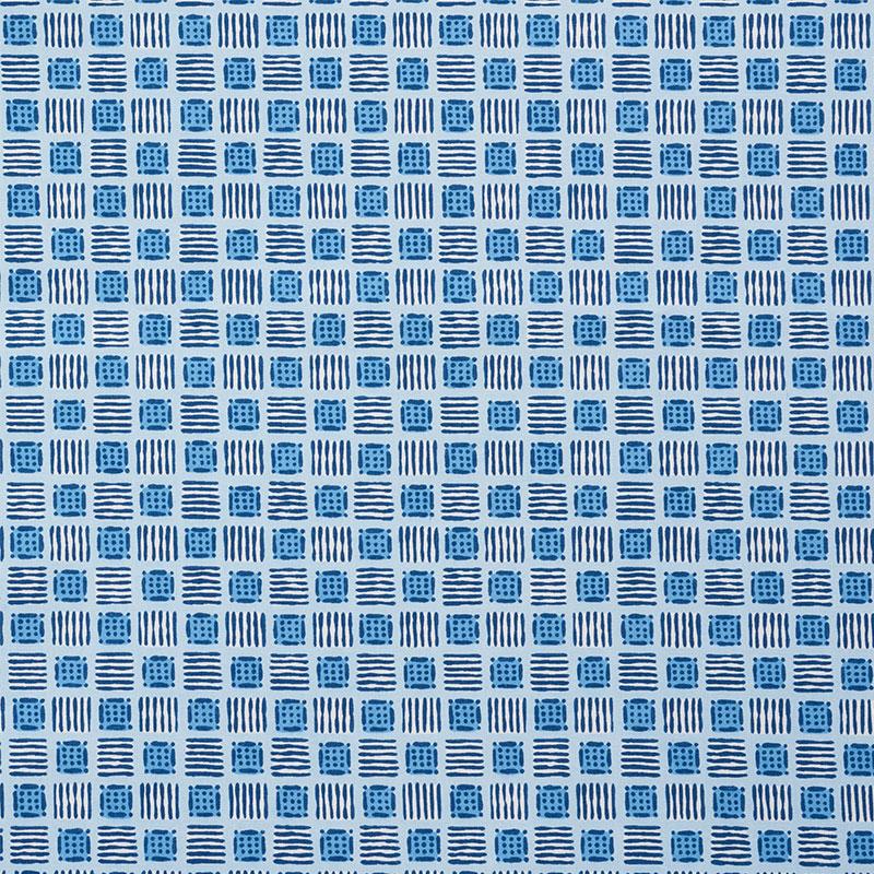 Schumacher Mottley Grid Cottage Blue Fabric
