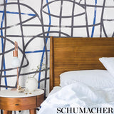 Schumacher Abstratto Black & Cobalt Wallpaper