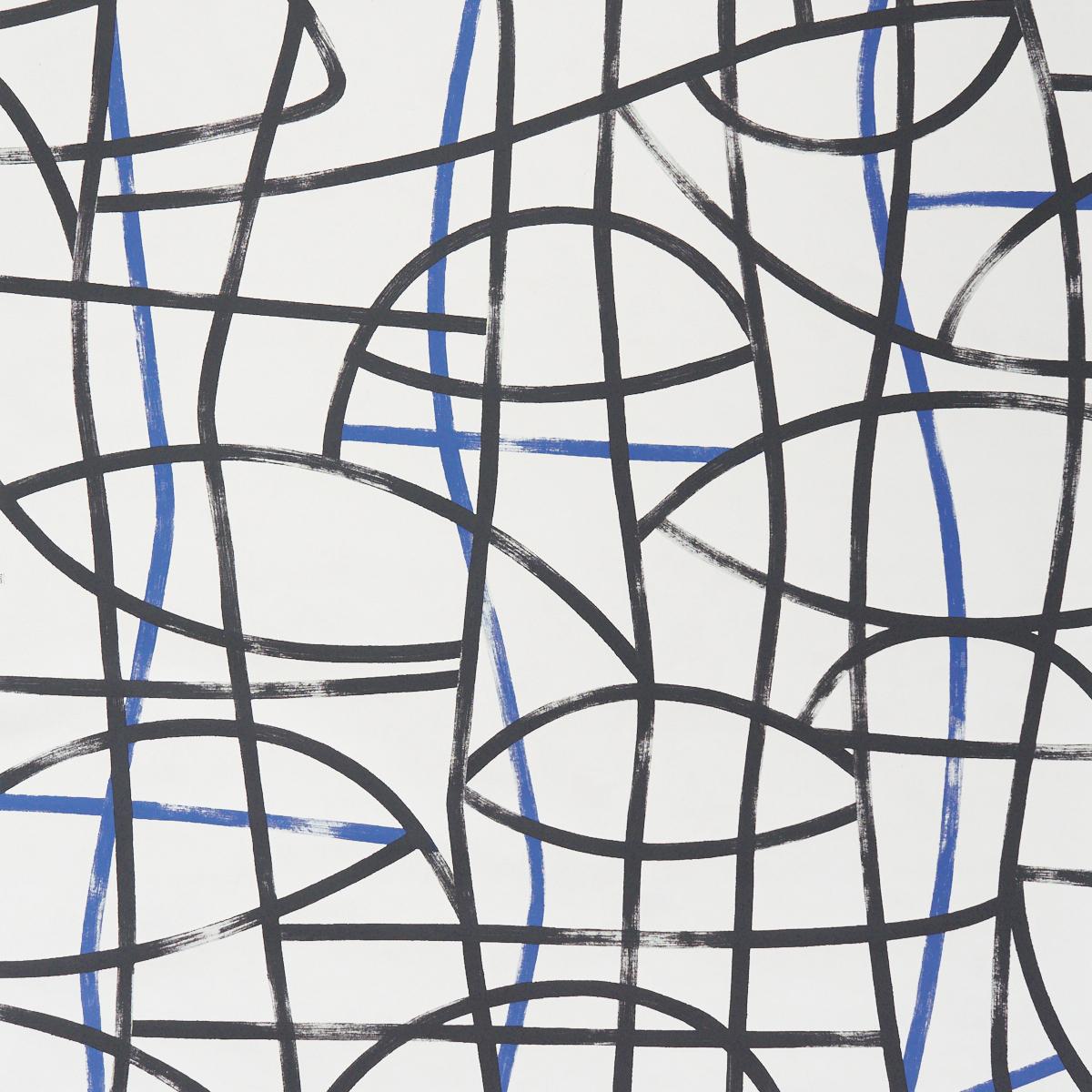 Schumacher Abstratto Black & Cobalt Wallpaper