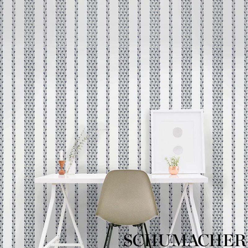 Schumacher Lillian Vine Grey Wallpaper
