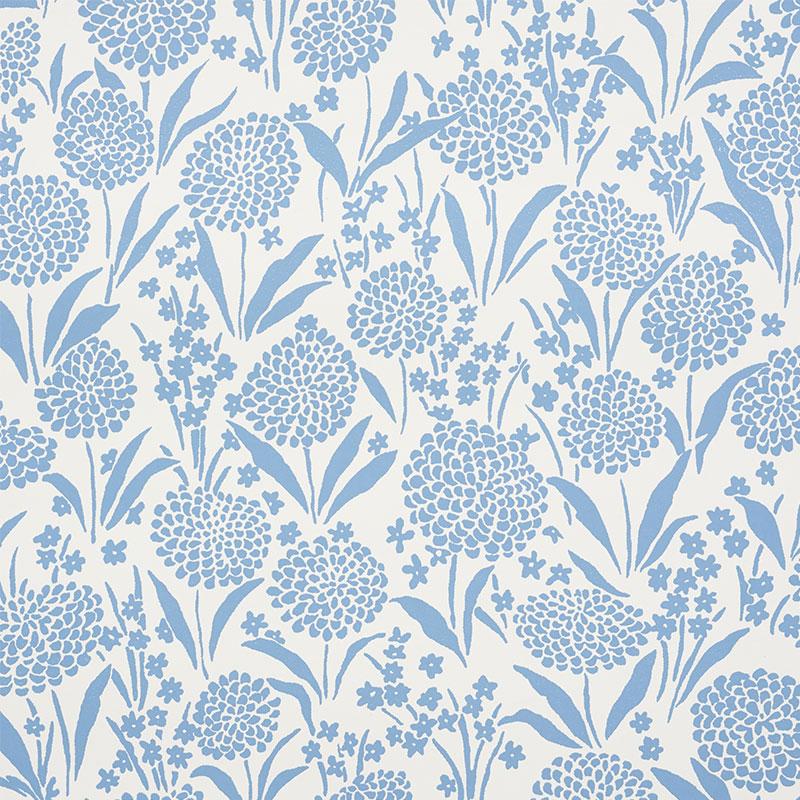 Schumacher Chrysanthemum Chambray Wallpaper