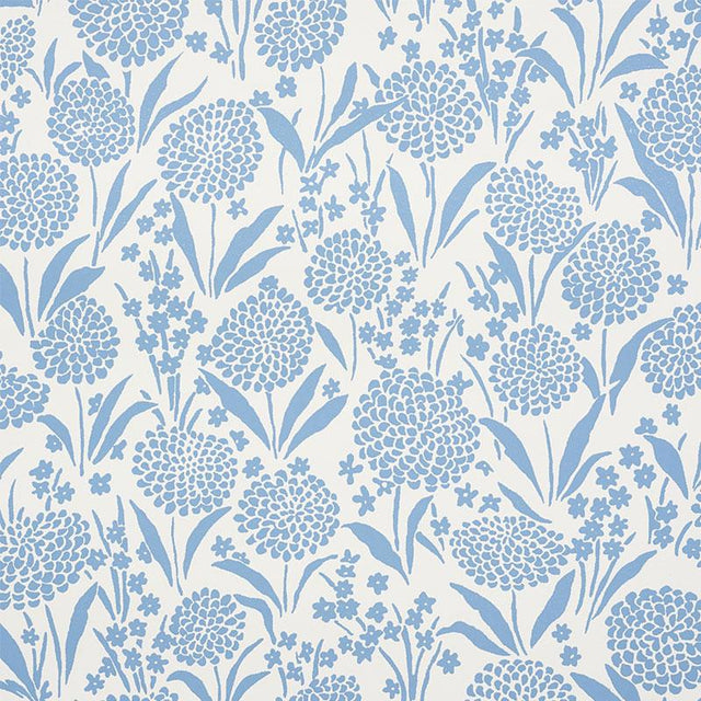 Schumacher Chrysanthemum Chambray Wallpaper