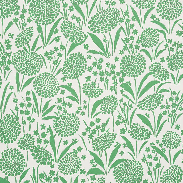 Schumacher Chrysanthemum Green Wallpaper
