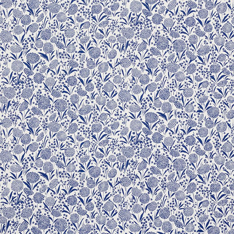 Schumacher Chrysanthemum Blue Wallpaper