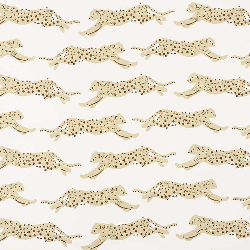 Schumacher Leaping Leopards Sand Wallpaper