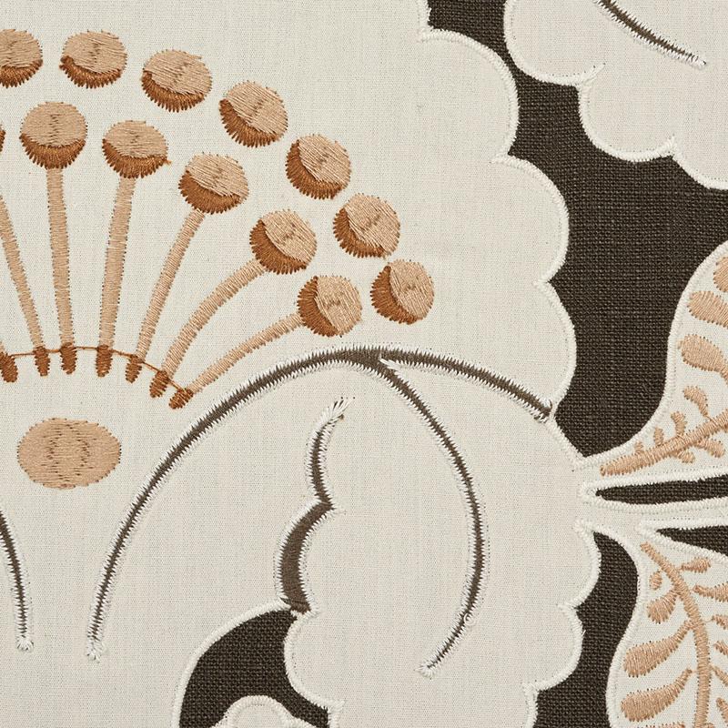 Schumacher Jackie Appliqu Embroidery Cinder Fabric