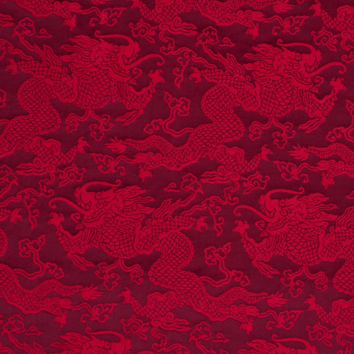 Schumacher Ruan Dragon Damask Garnet Fabric