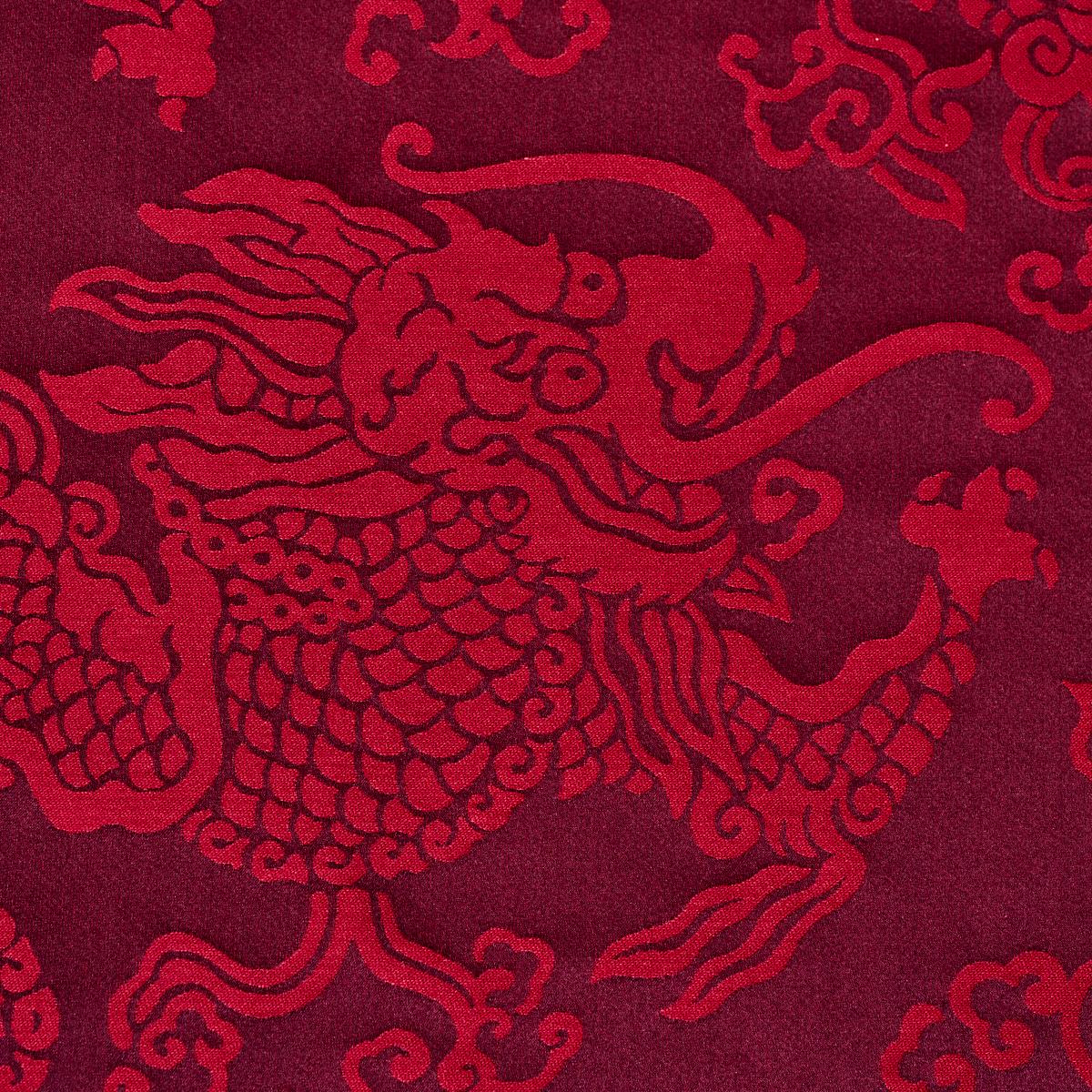 Schumacher Ruan Dragon Damask Garnet Fabric