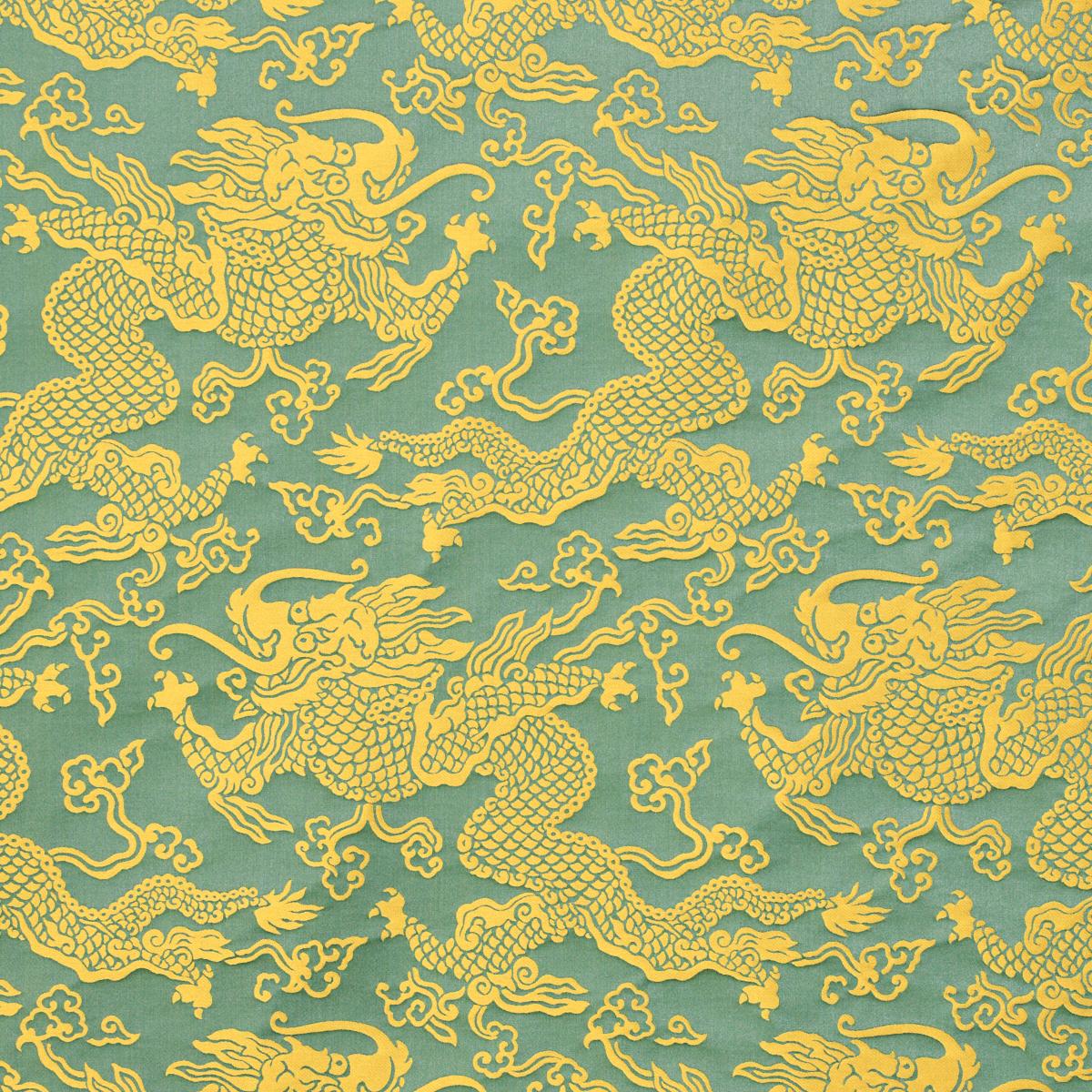 Schumacher Ruan Dragon Damask Gold Fabric