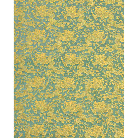 Schumacher Ruan Dragon Damask Gold Fabric