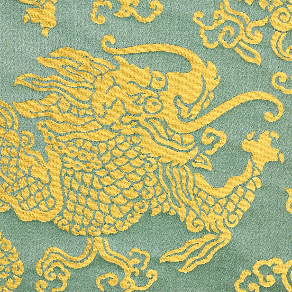 Schumacher Ruan Dragon Damask Gold Fabric
