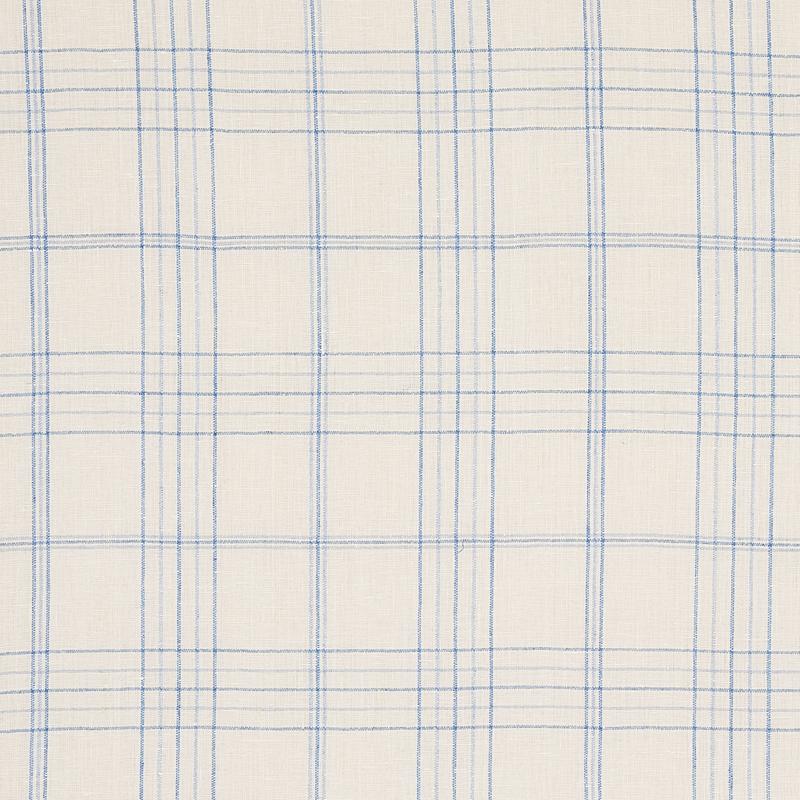 Schumacher Nils Plaid Linen Blue Fabric