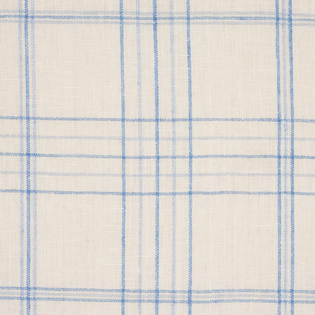 Schumacher Nils Plaid Linen Blue Fabric