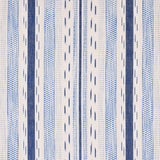 Schumacher Mirza Ikat Stripe Blue On Natural Fabric