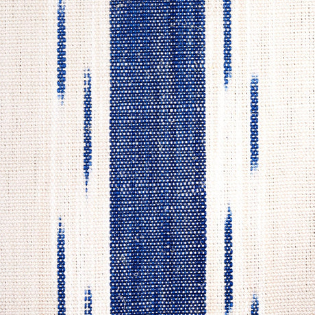Schumacher Mirza Ikat Stripe Blue On Natural Fabric