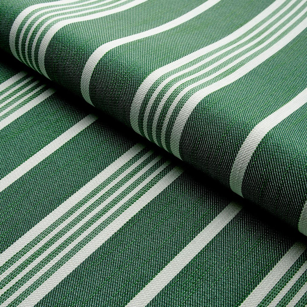 Schumacher Hampton Stripe Indoor/Outdoor Emerald Fabric