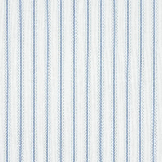 Schumacher Birdie Ticking Stripe China Blue Fabric