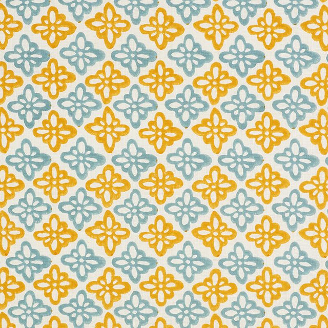 Schumacher Pattee Hand Block Print Turmeric Fabric