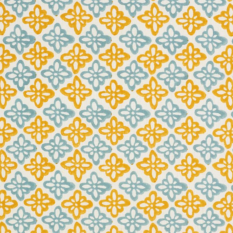 Schumacher Pattee Hand Block Print Turmeric Fabric