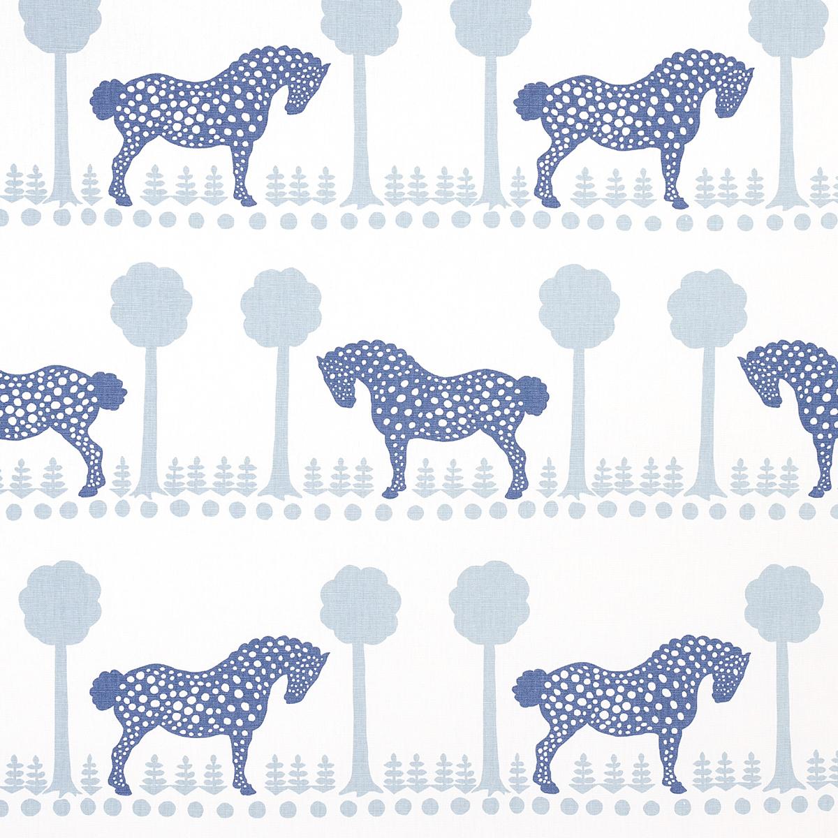 Schumacher Polka Dot Pony Blue Fabric