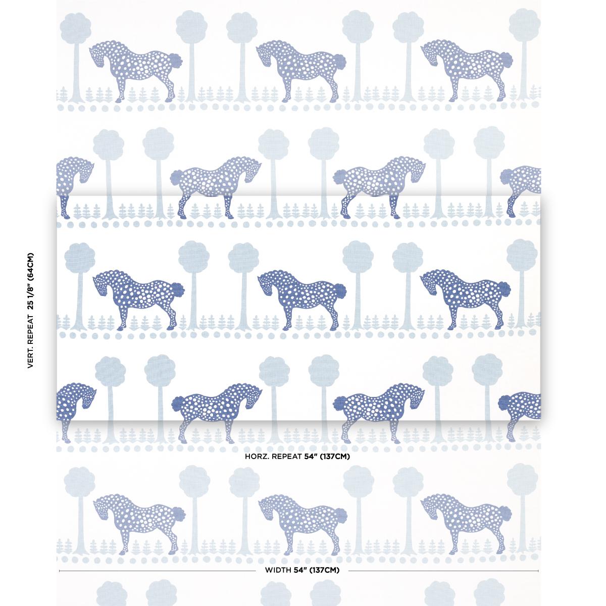 Schumacher Polka Dot Pony Blue Fabric
