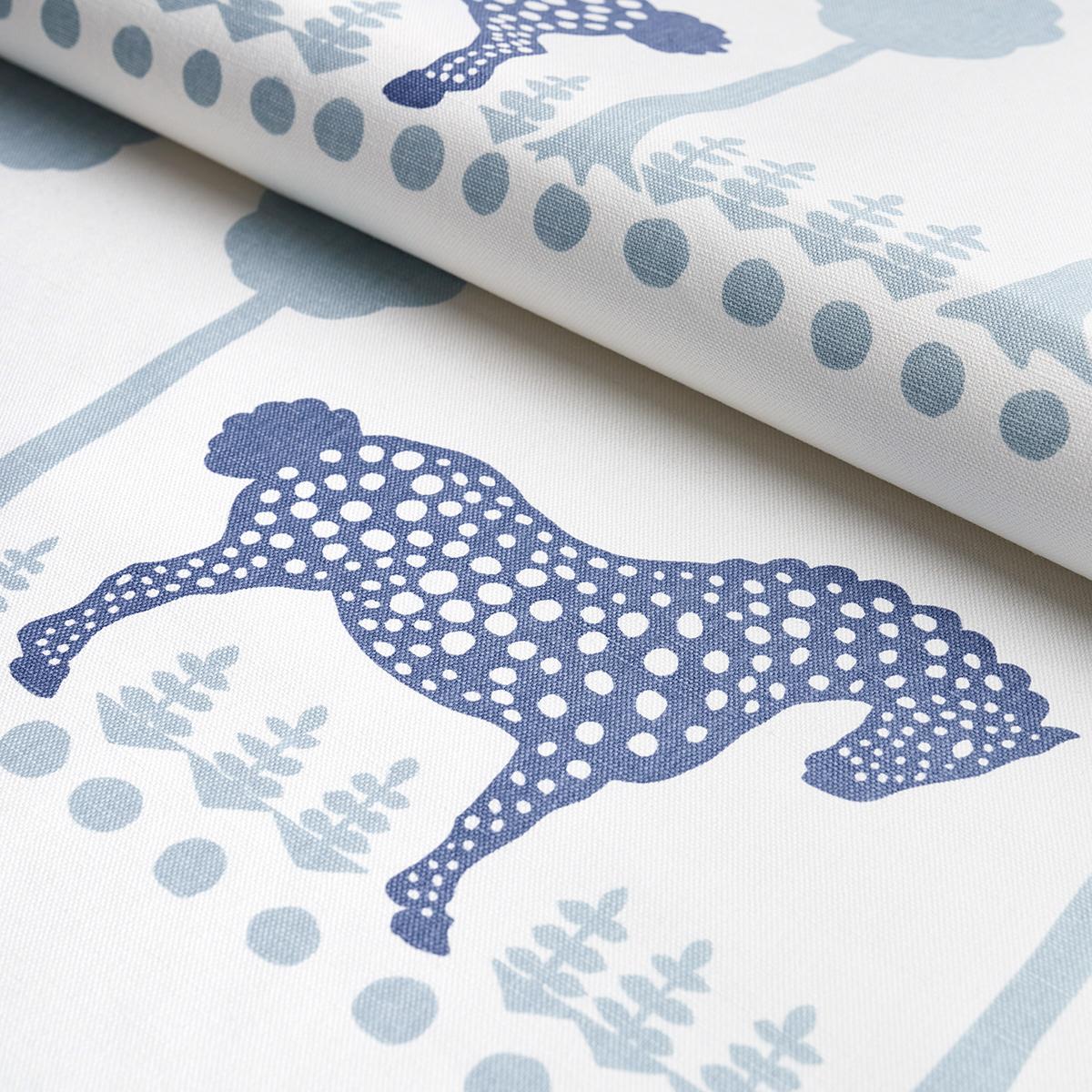 Schumacher Polka Dot Pony Blue Fabric