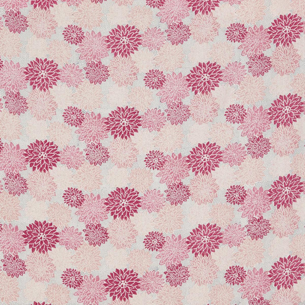 Schumacher Dahlia Hand Block Print Hot Pink Fabric