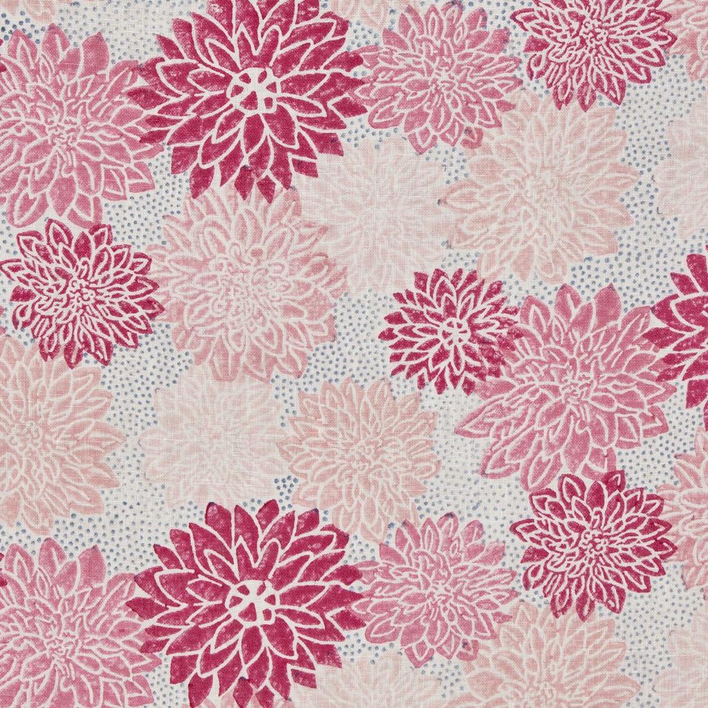 Schumacher Dahlia Hand Block Print Hot Pink Fabric