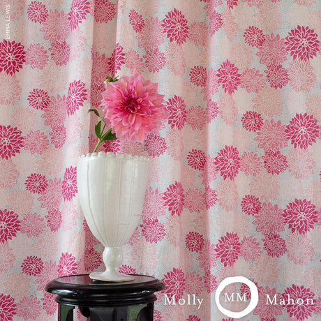 Schumacher Dahlia Hand Block Print Hot Pink Fabric
