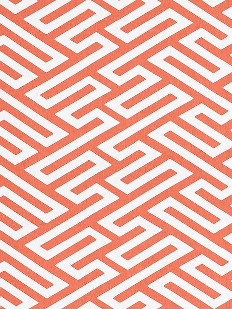 Scalamandre Canton Fret Applique Coral Fabric