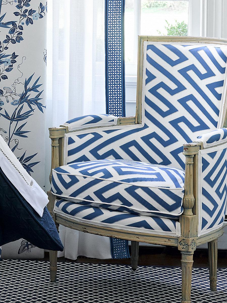 Scalamandre Canton Fret Applique Porcelain Fabric