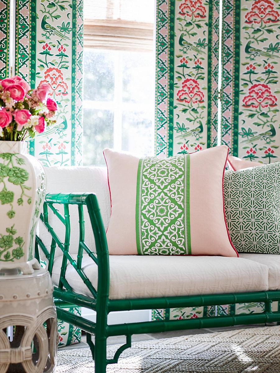 Scalamandre Royal Peony Linen Print Coastal Fabric