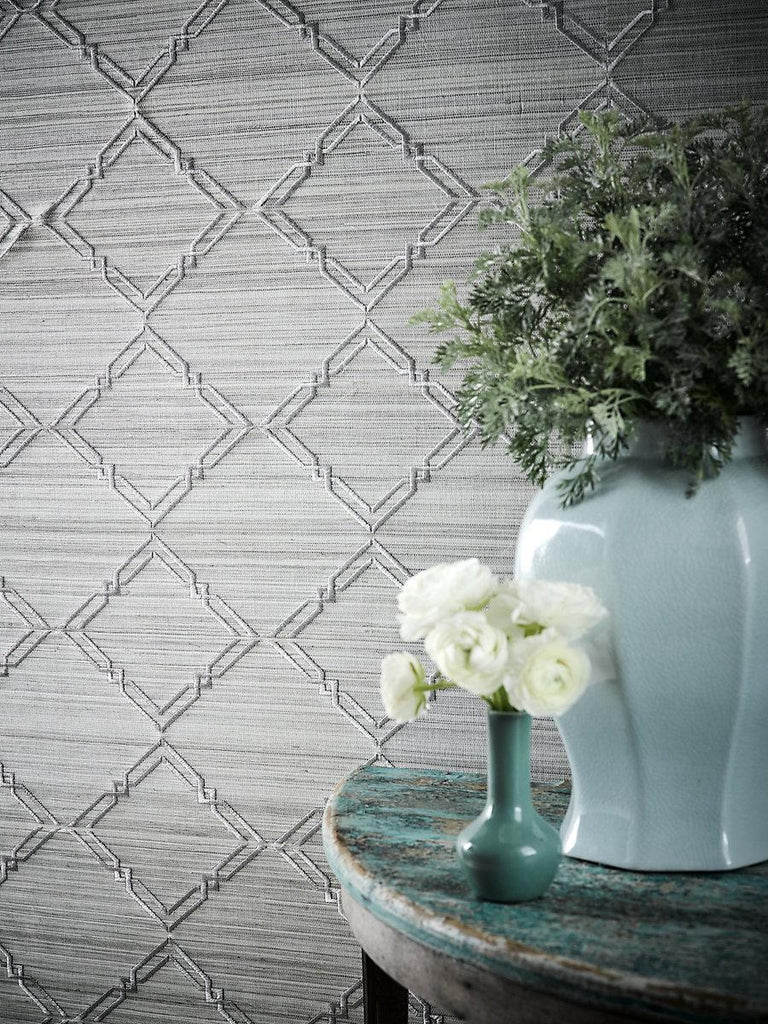 Scalamandre MONROE EMBROIDERED GRASSCLOTH PAPYRUS Wallpaper