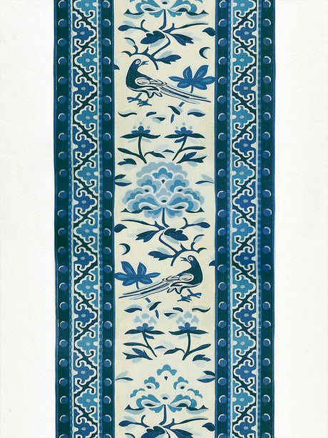 Scalamandre Royal Peony Linen Print Porcelain Fabric