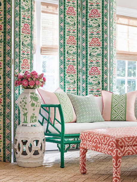 Scalamandre Royal Peony Linen Print Porcelain Fabric