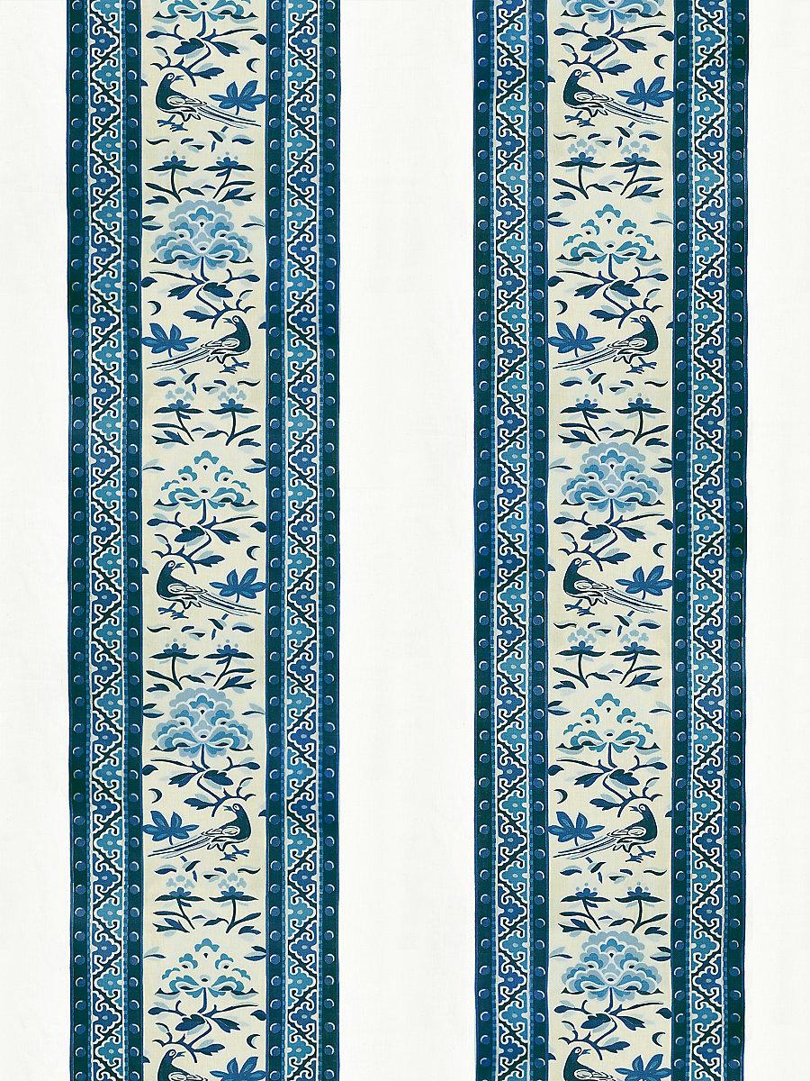 Scalamandre Royal Peony Linen Print Porcelain Fabric