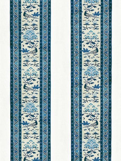 Scalamandre Royal Peony Linen Print Porcelain Fabric