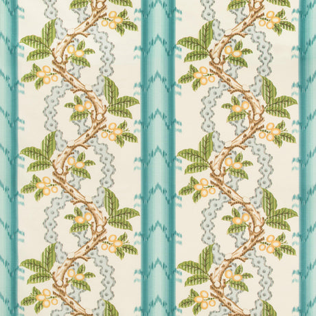 Brunschwig & Fils JOSSELIN COTTON AND LINEN PRINT AQUA/MIST Fabric