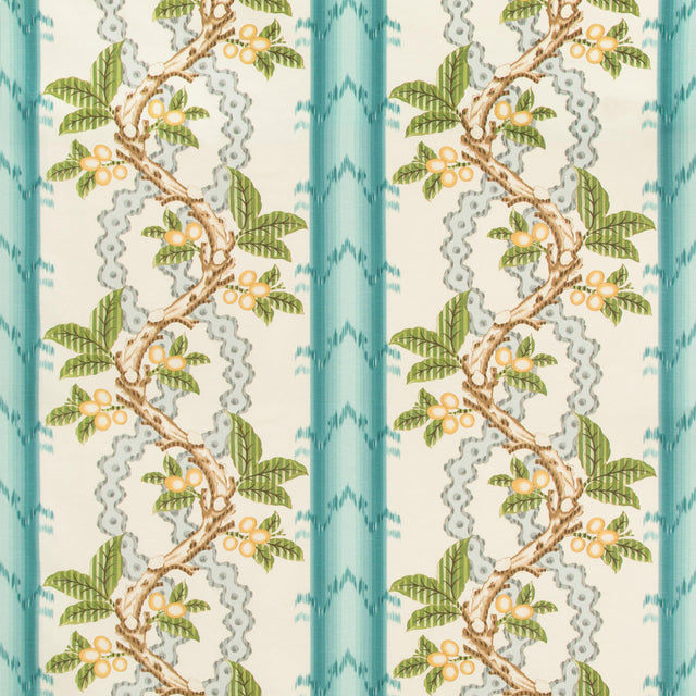 Brunschwig & Fils JOSSELIN COTTON AND LINEN PRINT AQUA/MIST Fabric