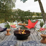 Schumacher Pennant Ii Indoor/Outdoor Navy & Red Fabric
