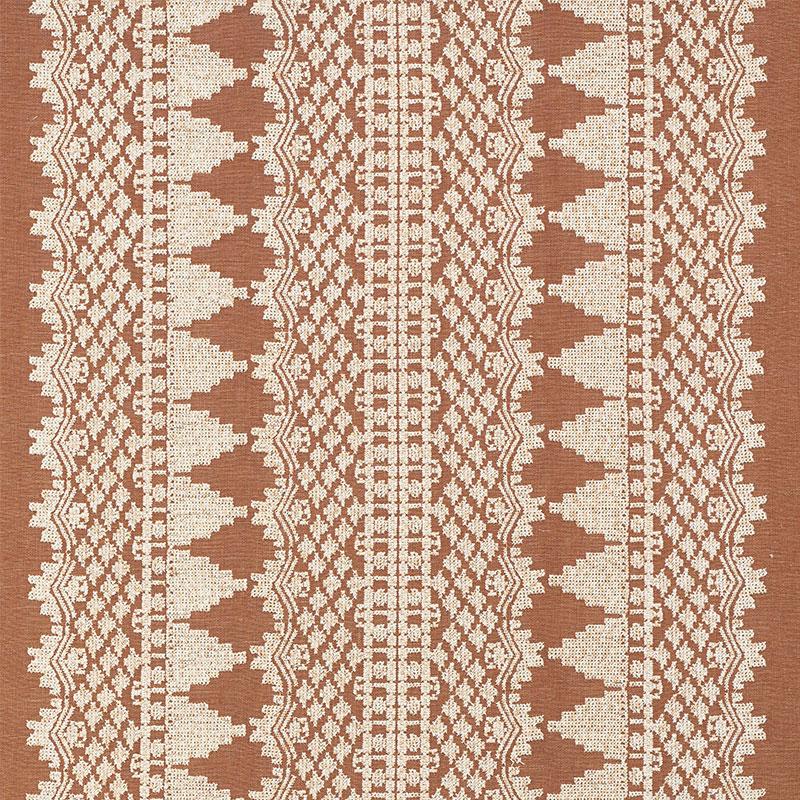 Schumacher Wentworth Embroidery Rust Fabric