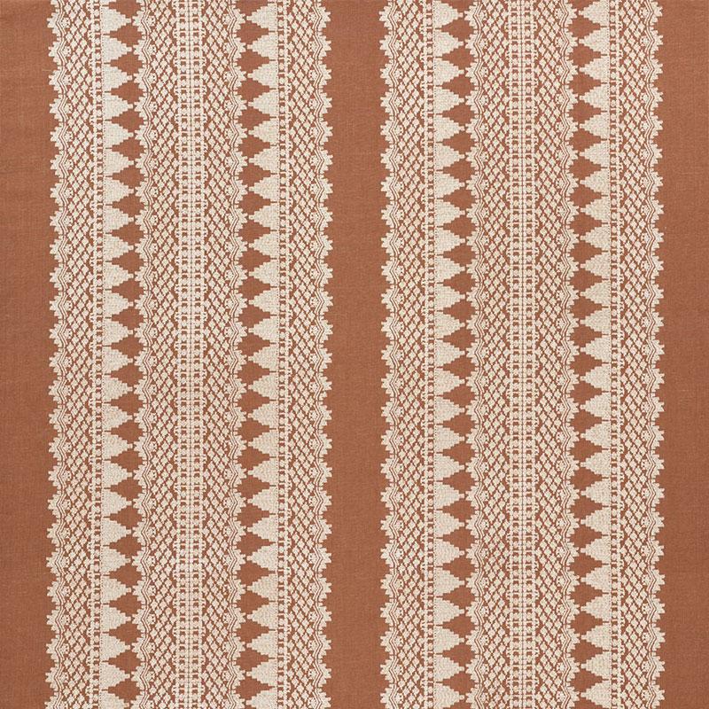 Schumacher Wentworth Embroidery Rust Fabric
