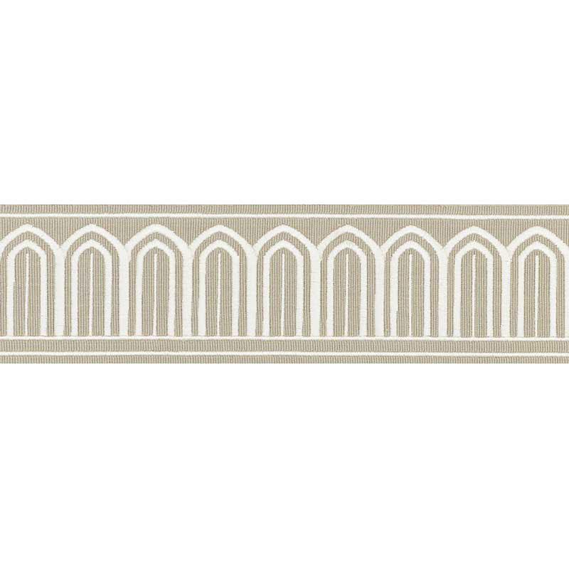 Schumacher Taupe Arches Embroidered Tape Medium