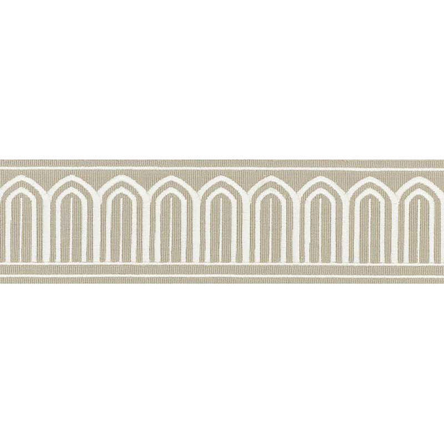 Schumacher Taupe Arches Embroidered Tape Medium