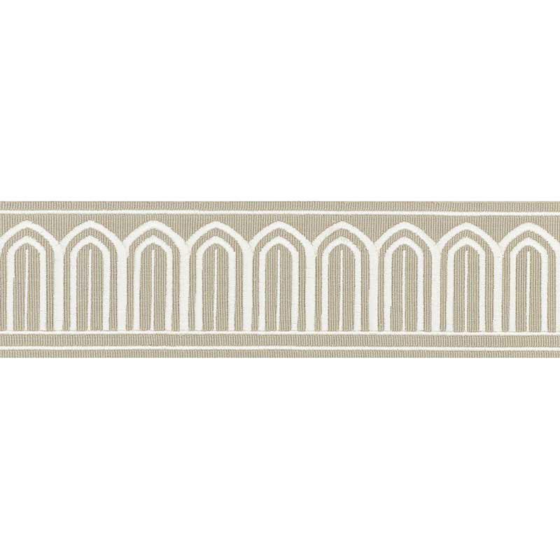 Schumacher Arches Embroidered Tape Medium Taupe Trim