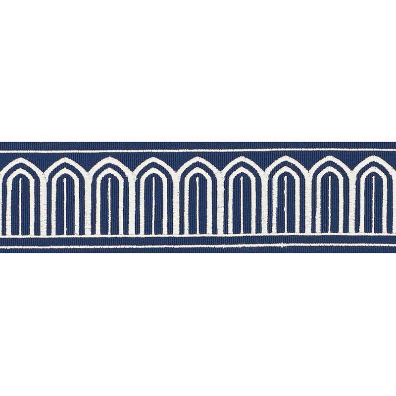 Schumacher Arches Embroidered Tape Medium Marine Trim