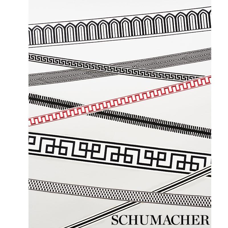 Schumacher Arches Embroidered Tape Wide Black On White Trim
