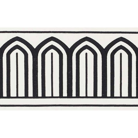 Schumacher Black On White Arches Embroidered Tape Wide